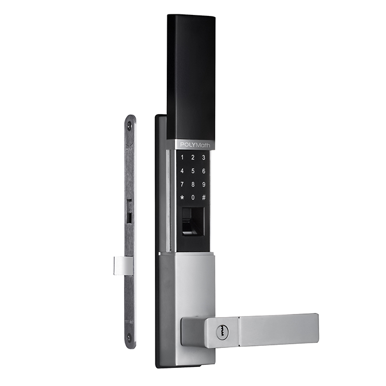 Smart Euro mortise fingerprint PIN code access door lock with sliding waterproof cover